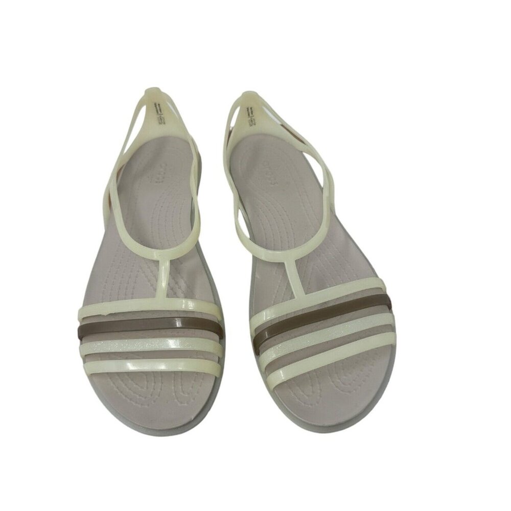 Crocs Isabella Jelly Strappy Sandals Cream Open Toe Strappy Summer Womens Size 9